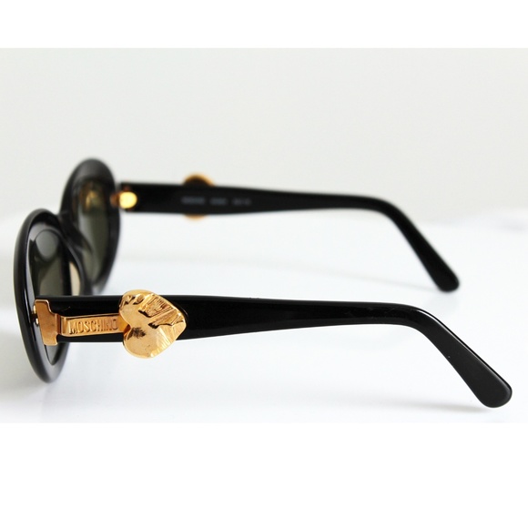 Moschino Sunglasses by Persol Ratti Black Resin with Gold Heart Vintage Rare - Picture 4 of 8